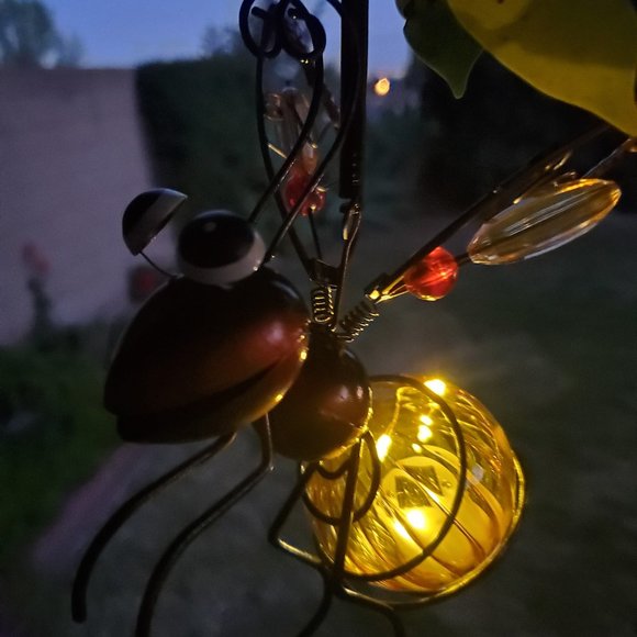 Colorful Whimsical Solar LED Yellow BEE, Garden Decor - Picture 3 of 3